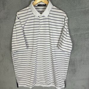 RLX Ralph Lauren Shirt Mens XL White‎ Striped Polo Golf Performance Stretch